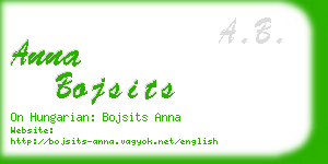 anna bojsits business card